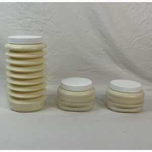 Vintage 1980s Popeet‎ Plastic Collapsable Storage Containers White Set of 3 Lids